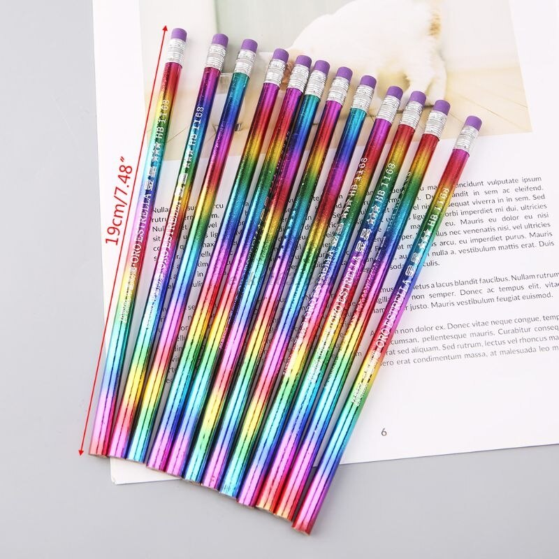 12Stck Regenbogen Bleistift Holz Umweltschutz Helle Farbe HB Zeichnung Malerei Bleistifte Schule Büro Schriftlich Stift