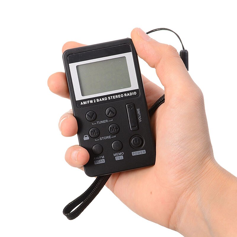 Personal Stereo AM FM Radio Portable Digital LCD Display W/ Earphones Built-in 500mAh Lithium Battery 64-108MHZ