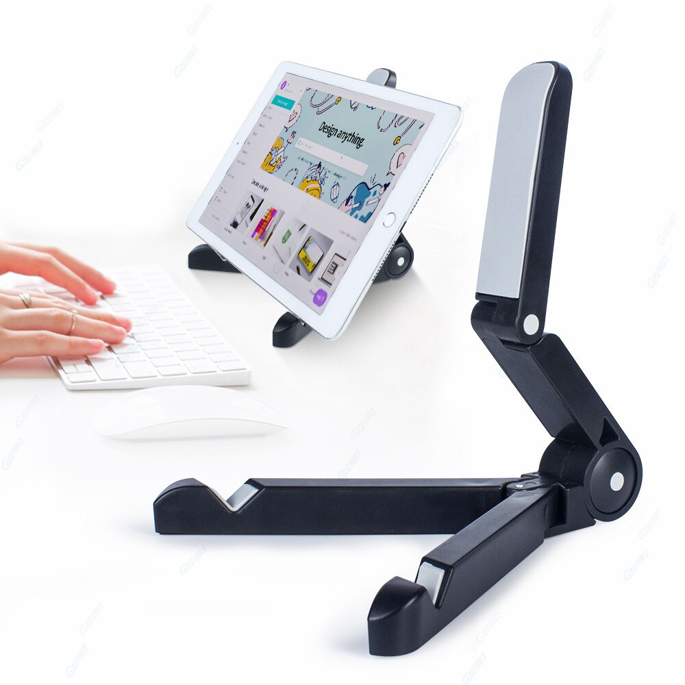 Fully Foldable Tablet Stand Adjustable Desktop Tablet Holder Stand For iPad Samsung Xiaomi Tablet Mount Support 3.5-12.9'' Phone: Black DIY Stand