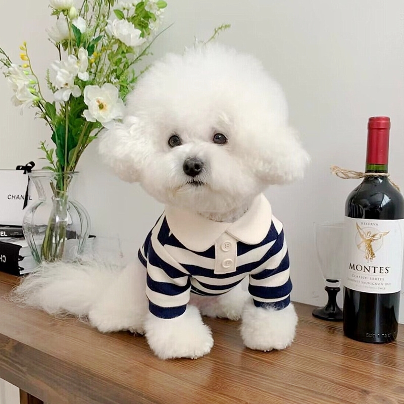 Zomerpoloshirt voor honden Puppykleding Bichon Frise Chihuahua Streep Hondensweatshirt Hond Koelvest voor kleine en middelgrote honden