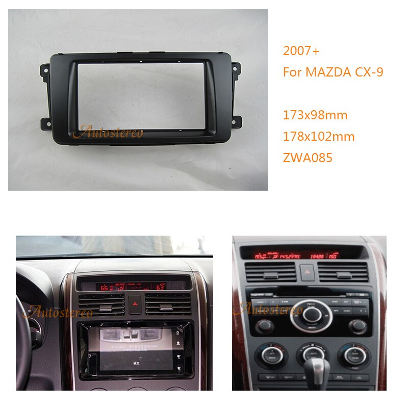 Car Radio Fascia Frame For Mazda 2 2007-2014, Black ABS Replacement On - View #5