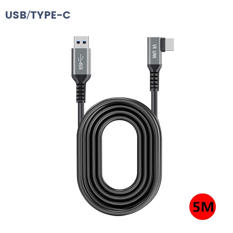 Cable de carga de línea de datos para auriculares Oculus Quest 2 1 Link VR, carga rápida USB 3,2, Cable de transferencia de datos tipo C, accesorios de VR: 5M A TO C Black3