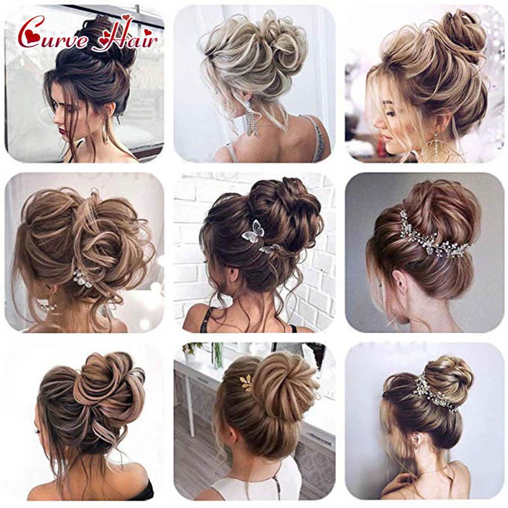 Chignon-peluca rizada de fibra sintética para niña y mujer, Potnytail, moño para el pelo, varios colores