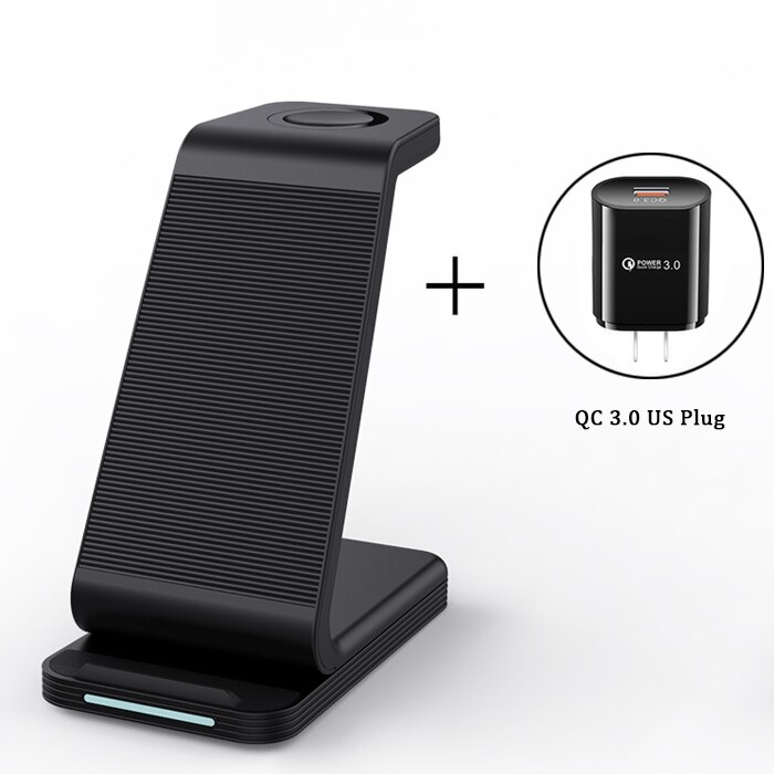 3 In 1 Draadloze Oplader Stand Voor Iphone 13 12 11 Xr 8 Apple Horloge Qi Snel Opladen Dock Station voor Airpods Pro Iwatch 7 6: D2-BK-US