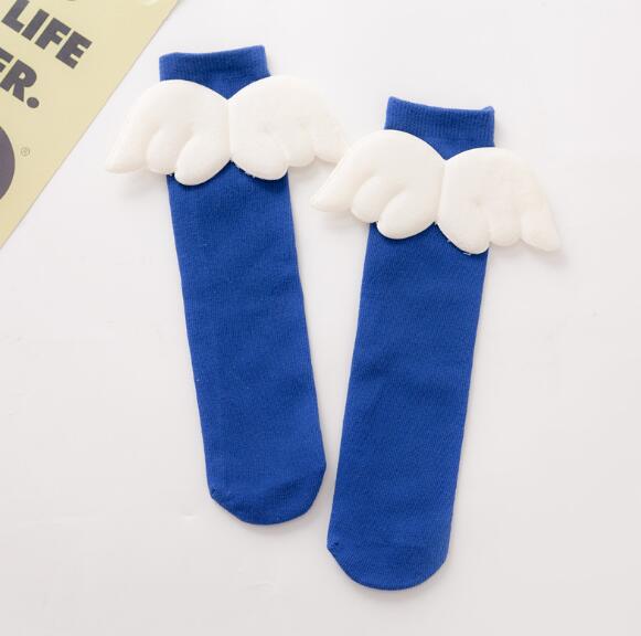 Baby FlüGel Strumpf freundlicher Weiche Baumwolle bein warme Kleinkind Knie Hohe Strumpf studenten sneaker Legwarm Herbst Winter Neue: Saphir Blau Flügel