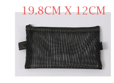 1 Pcs Pencil Case Simple Transparent Mesh Nylon Office Student Pencil Bag School Supplies High Capacity Pen Box: large black