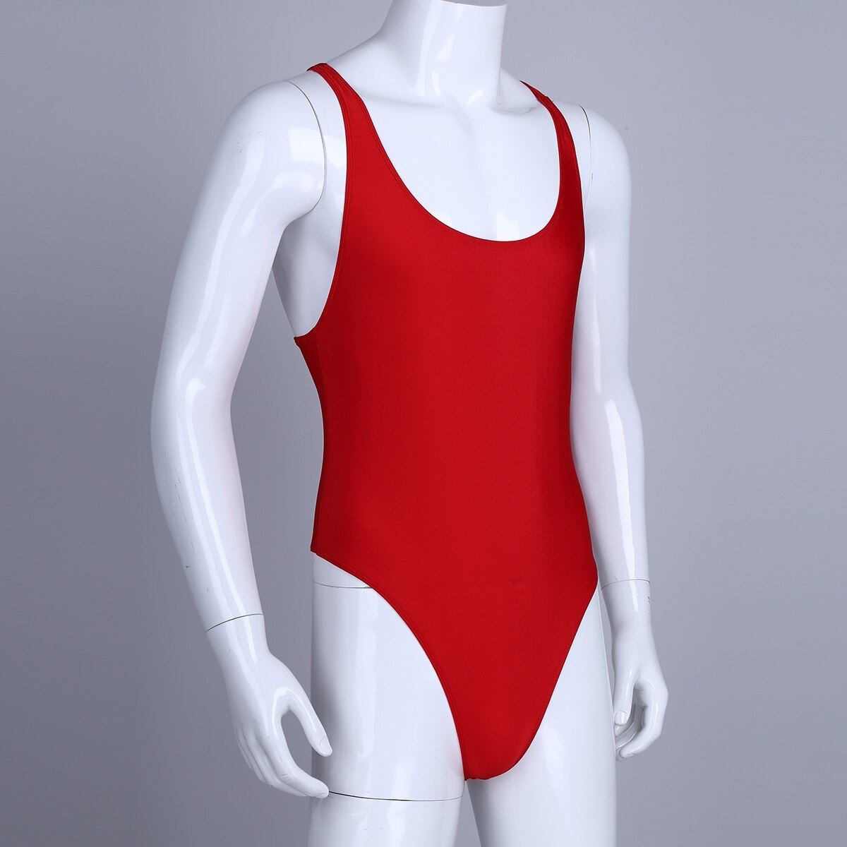 Mannen Een stuk Mankini Bodysuit Turnpakje Singlet Ondergoed gymnastiek Turnpakje Zwemkleding voor mannen badpakken badpakken mannen: Red / M