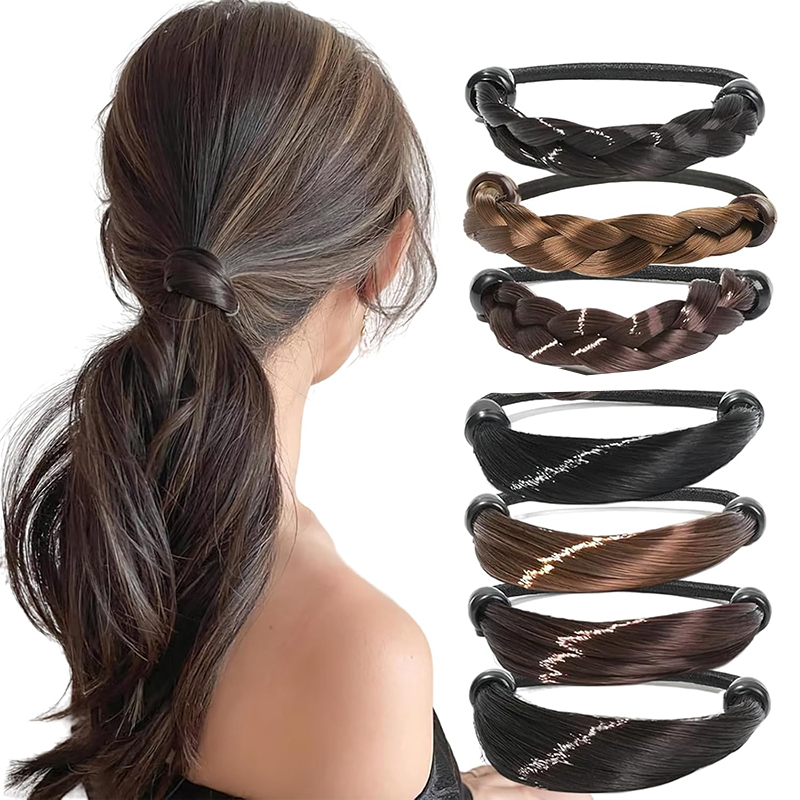 Rubber Band Made of Hair Rope Simulation Wig Head Rope Wig Hair Ring Straight HairTie Ponytail Elastic Hair Accessories: Desert Camouflage