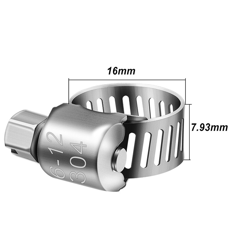 Ajustable de acero inoxidable 6-12mm engranaje de tornillo sin fin de la abrazadera de la manguera de combustible línea Abrazadera para tuberías de automoción y mecánica 12 unids/lote