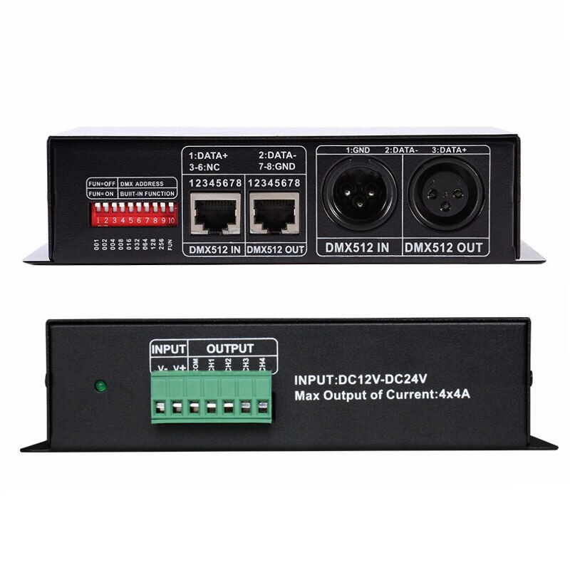Fabrik Preis 4A RJ45 DMX PWM Control Signal 4 Kanäle 4CH RGBW DMX512 Decoder Für LED Streifen Licht