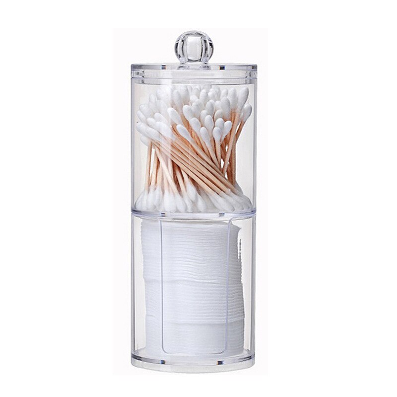 2 in 1 Multifunctional Makeup Cotton Pad Organizer Round Transparent Acrylic Container Cosmetic Jewelry Storage Box Holder Jars
