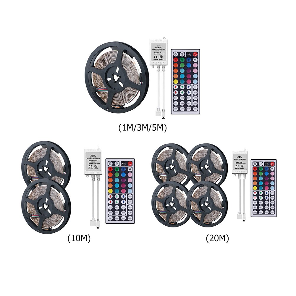 5M 10M 20M Led Light Strip Rgb Smd 3528 Flexibele Lint Fita Led Light Strip Licht Dc 12V Rgb Diode Tape Afstandsbediening Adapter