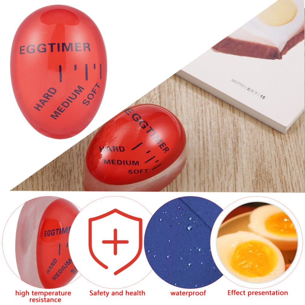 Egg Perfect Color Changing Timer Yummy Soft Hard Boiled Eggs Cooking Kitchen Eco-Friendly Plastic Eggs Timer Red