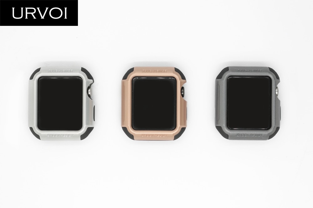 URVOI-funda protectora de silicona para Apple Watch series 3, 2 y 1, protectora completa de color metálico de 38 y 42mm
