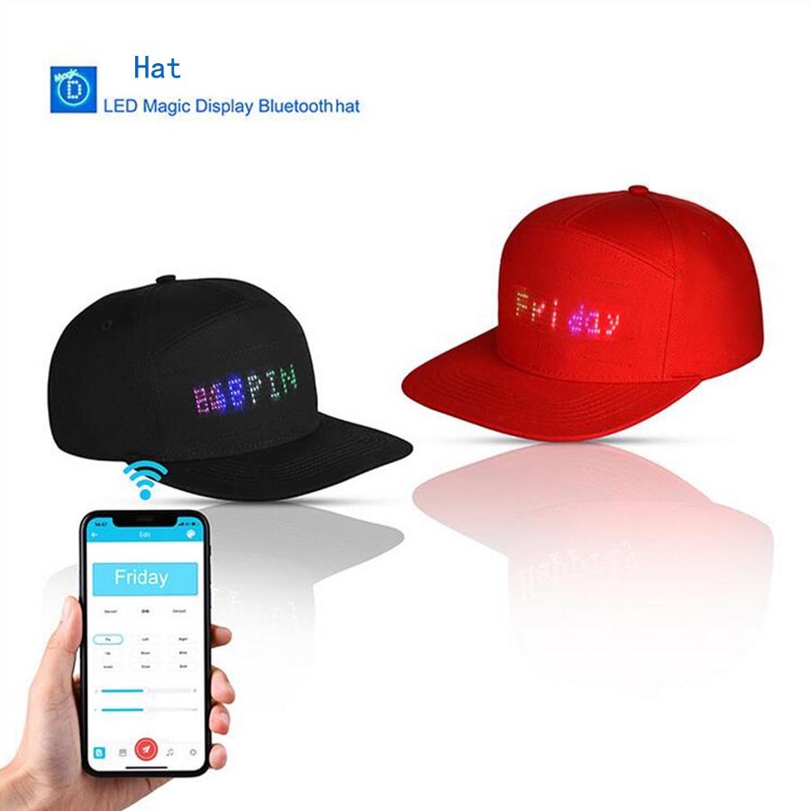 Led Display Hoed Veiligheid Riding Light-Emitting Hoed Diy App Bluetooth Programmering Party Sport Cap