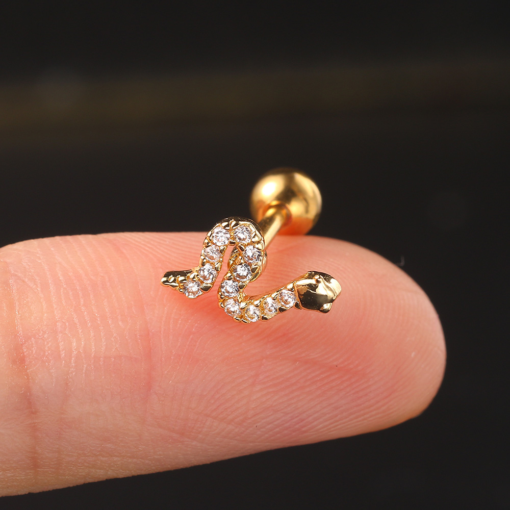 Daith-pendientes Piercing para oreja para mujer, joyería 2024, 1 pieza, Color dorado, estrella, serpiente, Tragus, hélice, tabique, Piercing de acero inoxidable