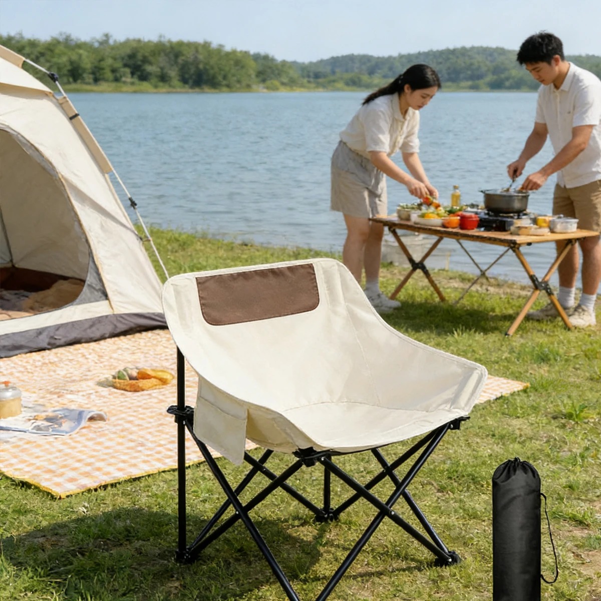 Överdimensionerad hopfällbar stol bärbar oxfordtyg hopfällbar pall för fiske picknick camping strand skissning, lätt liten häst