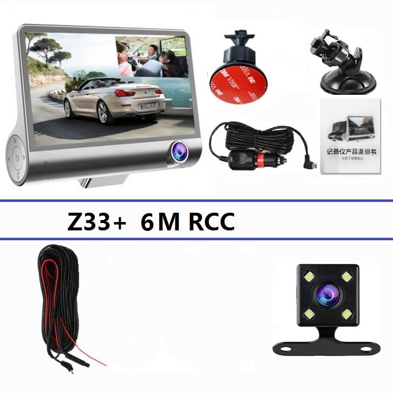 Auto hd dvr 3 lens 4.0 inch dashcam dubbele lens, dvrs dashcam dvr met achteruitrijcamera videorecorder autoregistratie: Z33 6 mrcc / 64gb