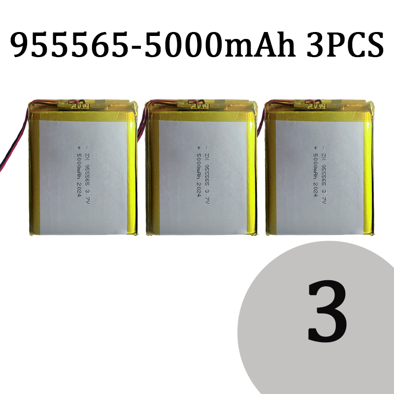 955465 955565 Batteria ricaricabile ai polimeri di litio Li-Po da 3,7 V 5000 mAh per scaldamani potenza Banca per tavoletta Spina PH 2,0 mm a 2 spillo: Colore rosa