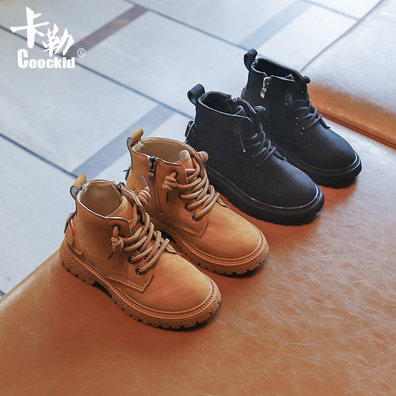 Botas de cuero para niños y niñas, zapatos de felpa a la , impermeables, antideslizantes, cálidos, 21-30, otoño e invierno,
