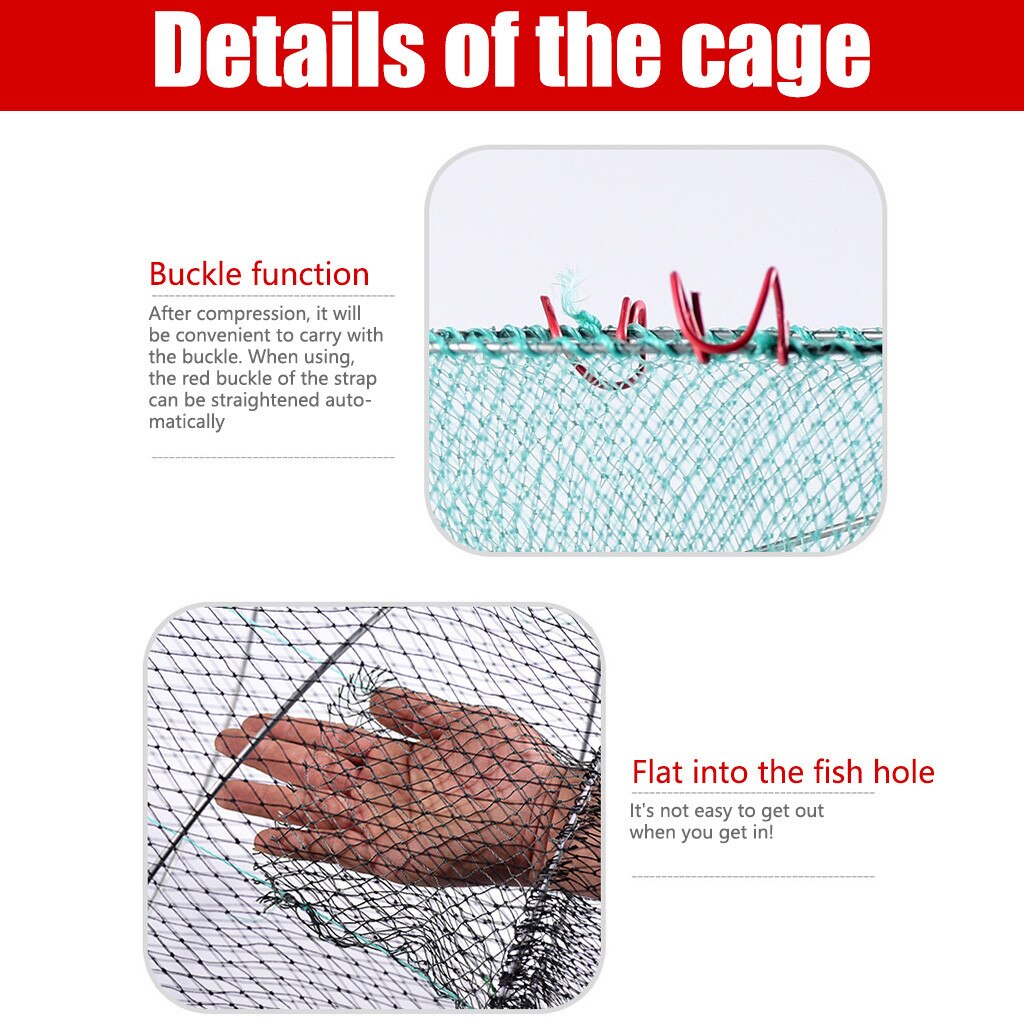 Fishing Collapsible Trap Cast Keep Net Crab Crayfish Lobster Catcher Pot Trap Fish Net Eel Prawn Shrimp Live Bait #3