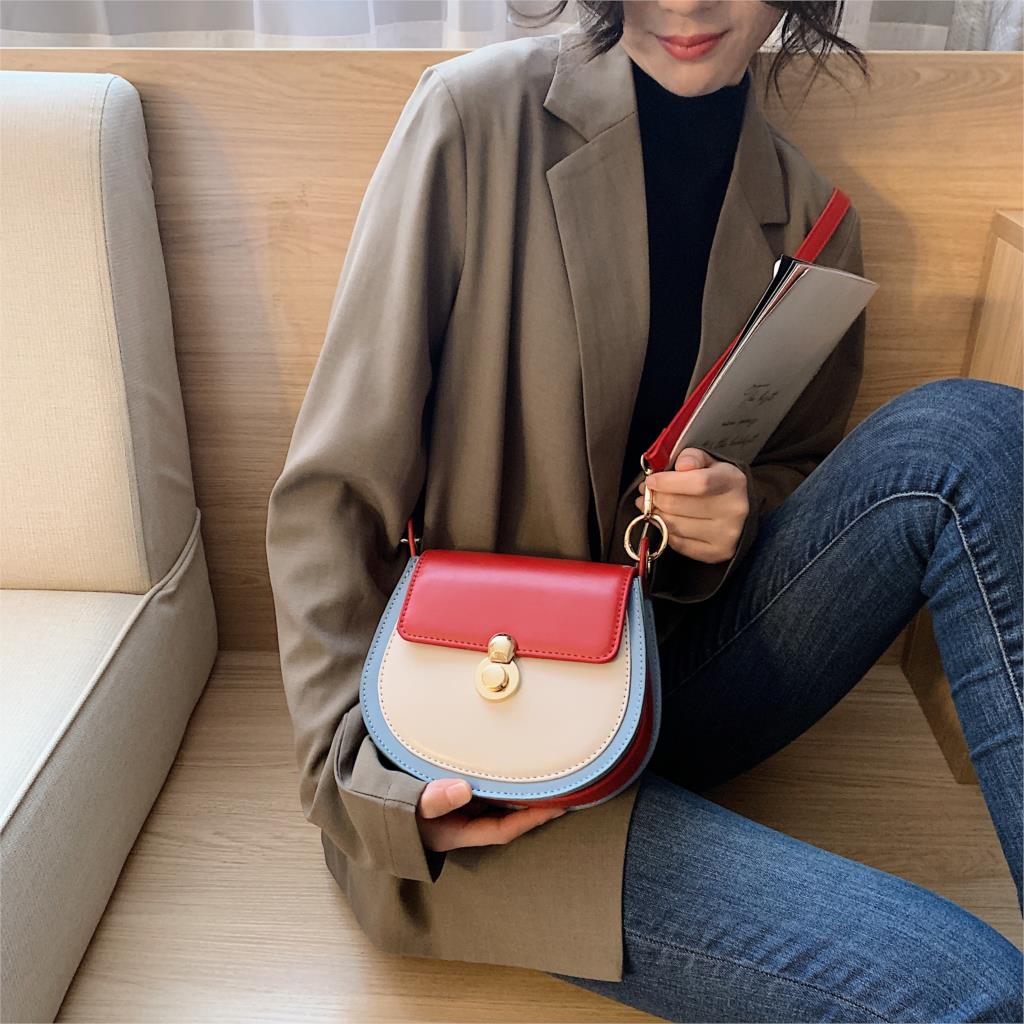 PU Leather Contrast color Crossbody Bags For Women Small Shoulder Bag Female Handbags and Purses travel bags