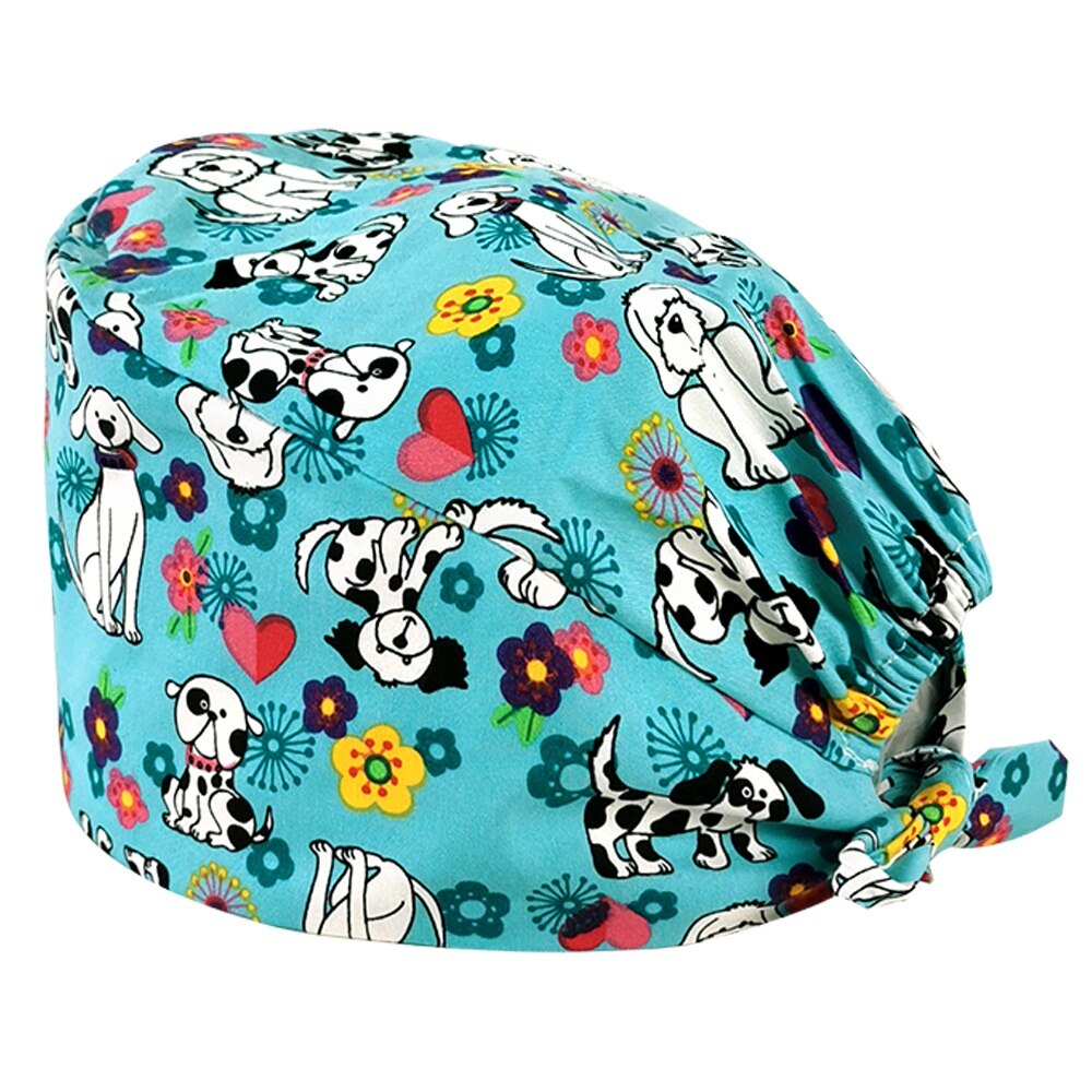 Cartoon animatie print verpleegster petten ademend laboratorium unisex werkmuts schoonheidssalon spa verzorging scrub pet: 22103