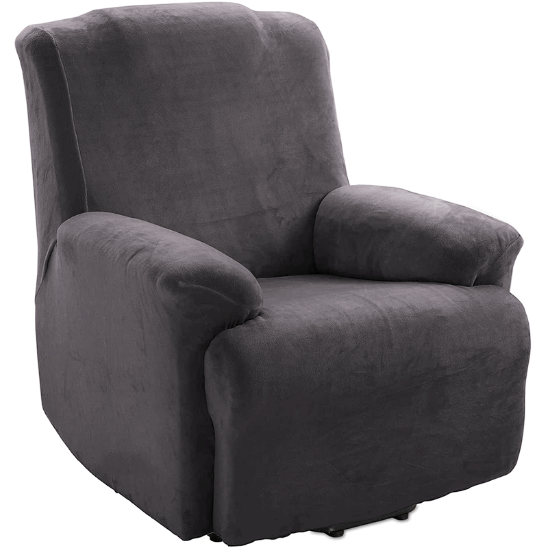 4 Stuks Pluche Fluwelen Fauteuil Sofa Cover Voor Woonkamer Relax Fauteuil Hoes Ligstoel Cover Voor Luie Jongen Sofa: dark grey