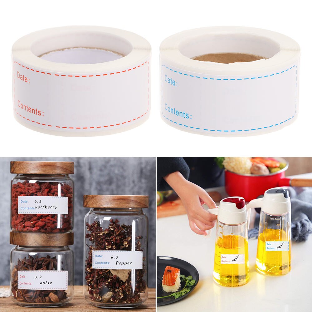 125 Labels/Roll Self Adhesive Food Storage Label Refrigerator Food Mark Label Removable Waterproof Container Jar Stickers