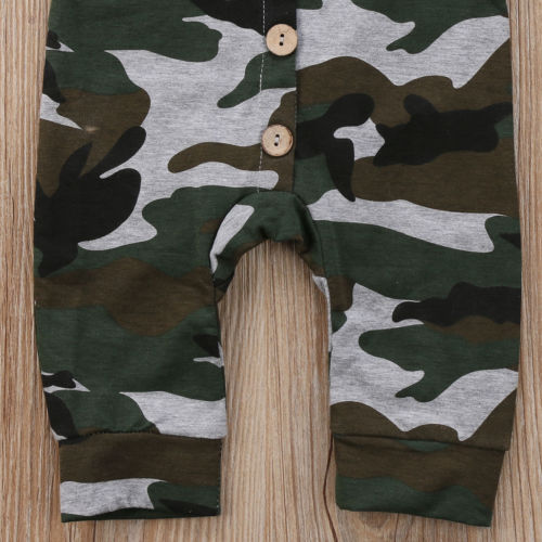 Newborn Baby Boys Girls Romper Hooded Long Sleeve Camo Casual Jumpsuit Playsuit Cool Outfits Clothes Autumn Winter