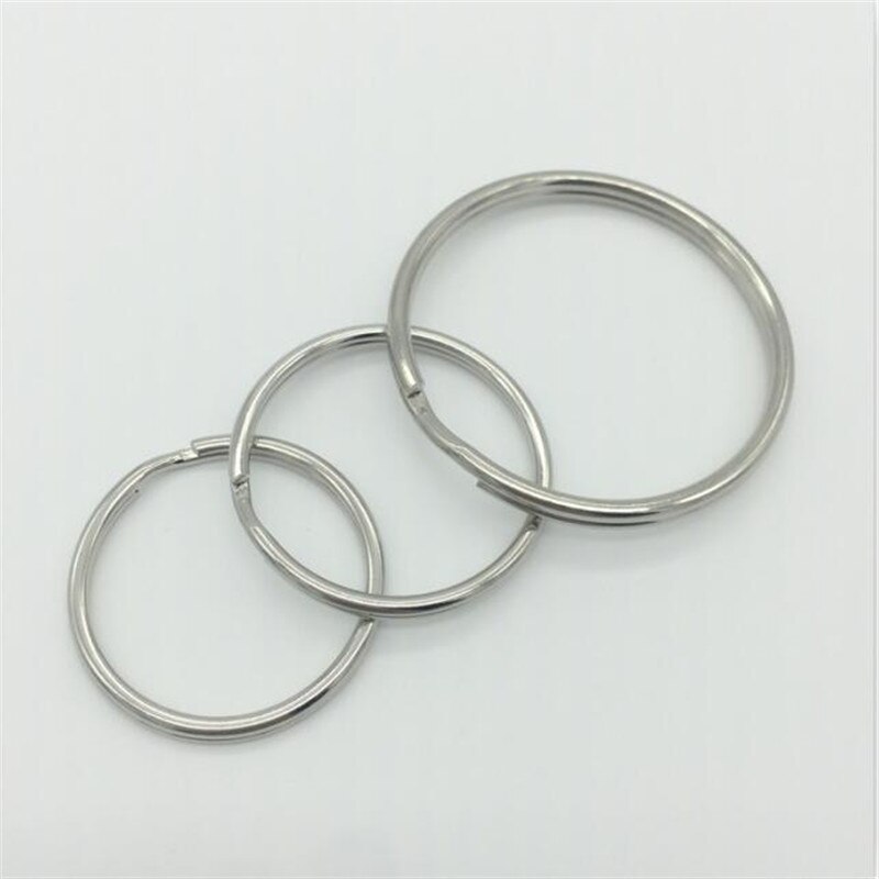 50pcs/lot 12mm 15mm 20mm 25mm 28mm Stainless Steel Hole Key Ring Key Chain Rhodium Plated Round Split Keychain