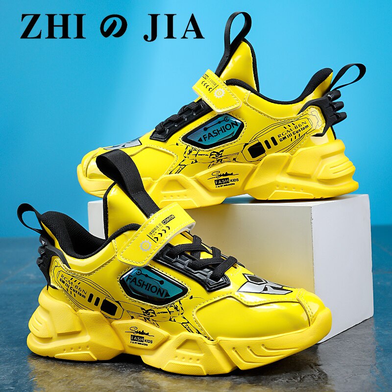 Spring Children&#39;s Sports Shoes Tennis Breathable Boy Mech Running Sports Shoes Comfortable Non-slip Children&#39;s Walking Shoes