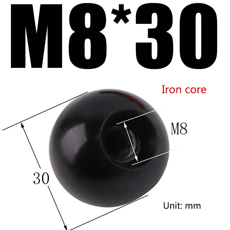 2 stück rot-schwarzer kugelhebelknopf mit kupferkern / bakelitkern / eisenkern, ersatz-rundgriff für werkzeugmaschinen  m4 m5 m6 m8 m10 m12: Dunkelrosa