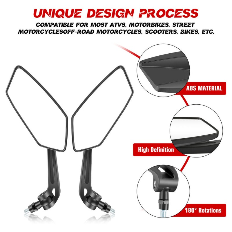 Universele motorfiets achteruitkijkspiegels zwart verstelbare zijspiegels motoraccessoires voor cafe racer dirt pit bike elektrisch
