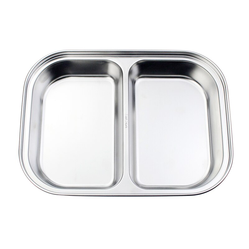 18/8 Stainless Steel 2/3/4 Section Divided Dinner Tray Meal Dish Lunch Box Plate Fast Food Containers for Students Staffs Worker: Sytle One-2 Sections