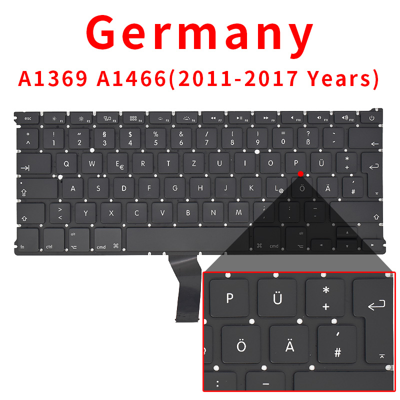 Kannettava tietokone  a1369 a1466 us uk venäjä saksa ranska espanja portugali näppäimistö macbook air 13 " näppäimistöt ilmaiset ruuvit: Keltainen