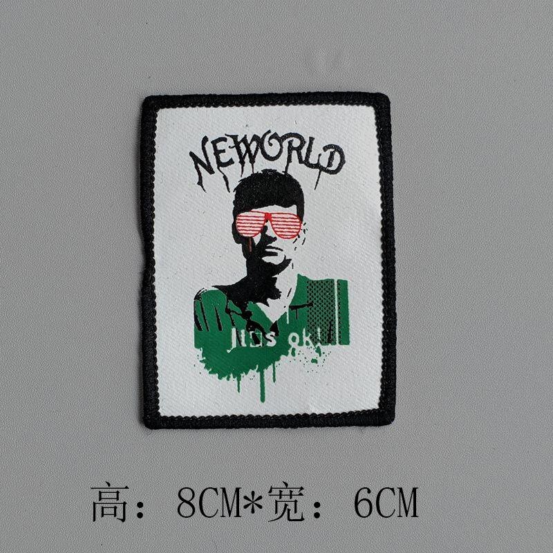 Lapp kläder färgglada dekorativa tillbehör badge etikett brev twill hip hop: I