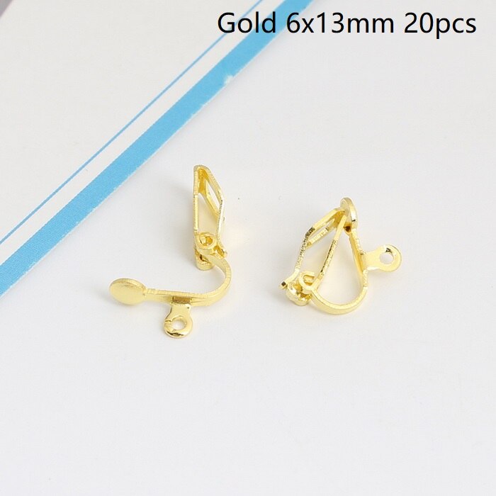 20 teile/los Rose Gold Rhodium Farbe KEIN durchbohren Ohrringe Clips 6x13mm Kupfer leer Basis Einstellungen Handwerk für DIY Ohr Schmuck Machen: gold