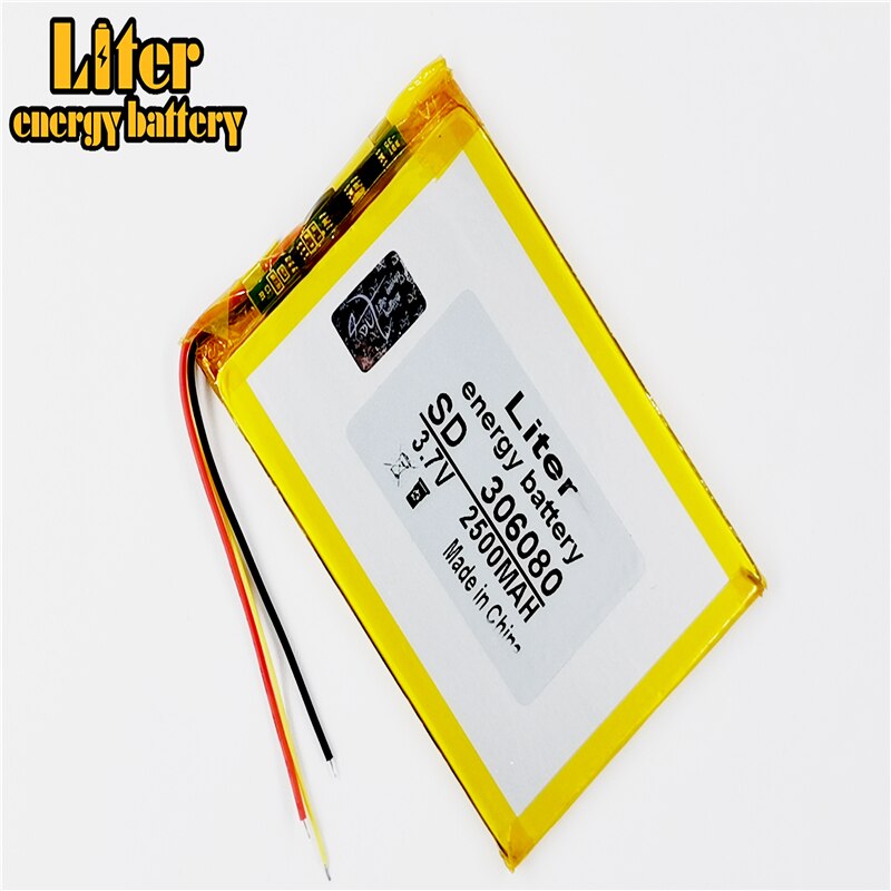 Batteria ricaricabile a 3 linee polimerica 3.7 v 306080 2500mah amore atterraggio PDA accorto tavoletta computer Krema stereo