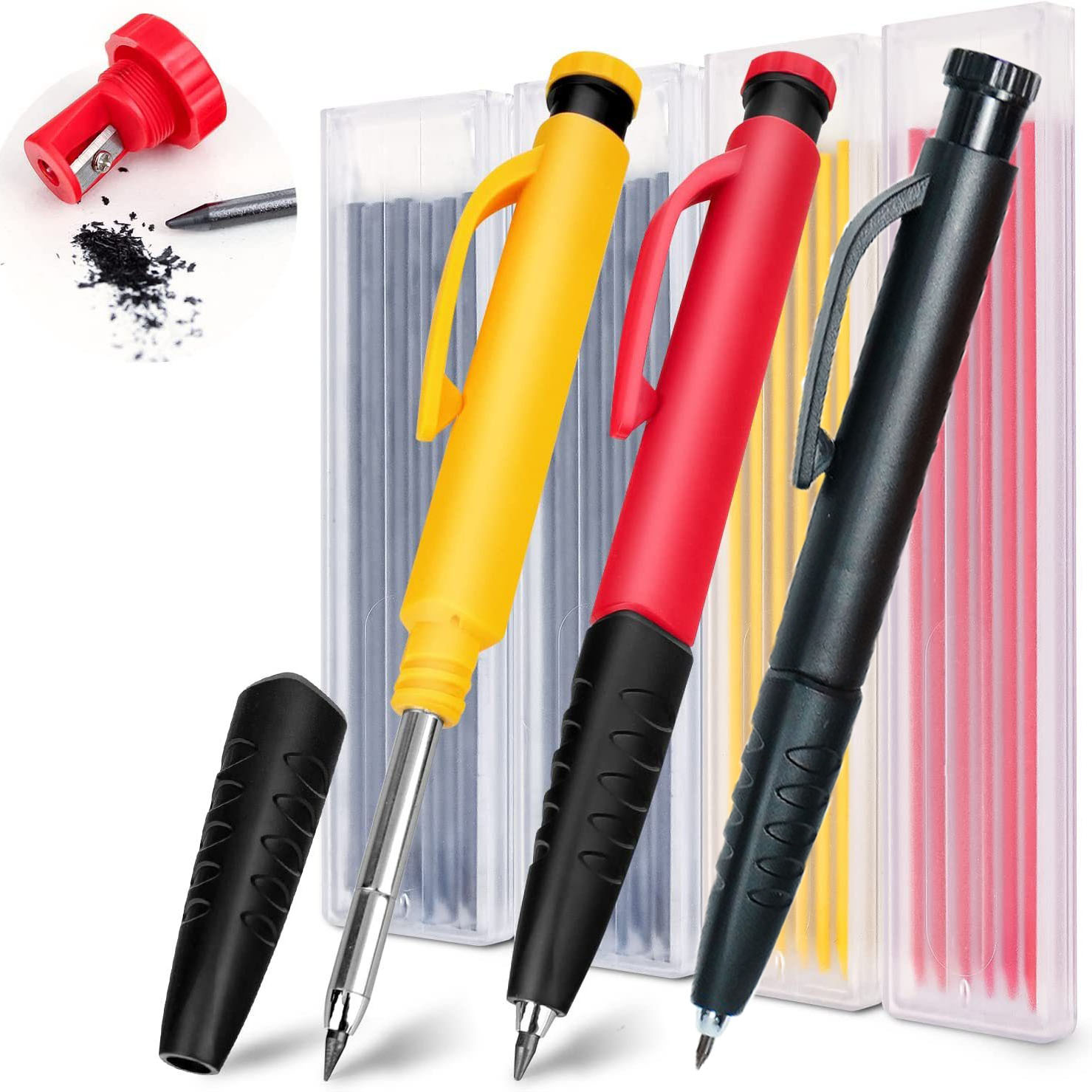 Solid Carpenter Mechanical Pencil For Woodworking Long Head Detachable Dual use Pen Pencil With Sharpener Stationery Supplies