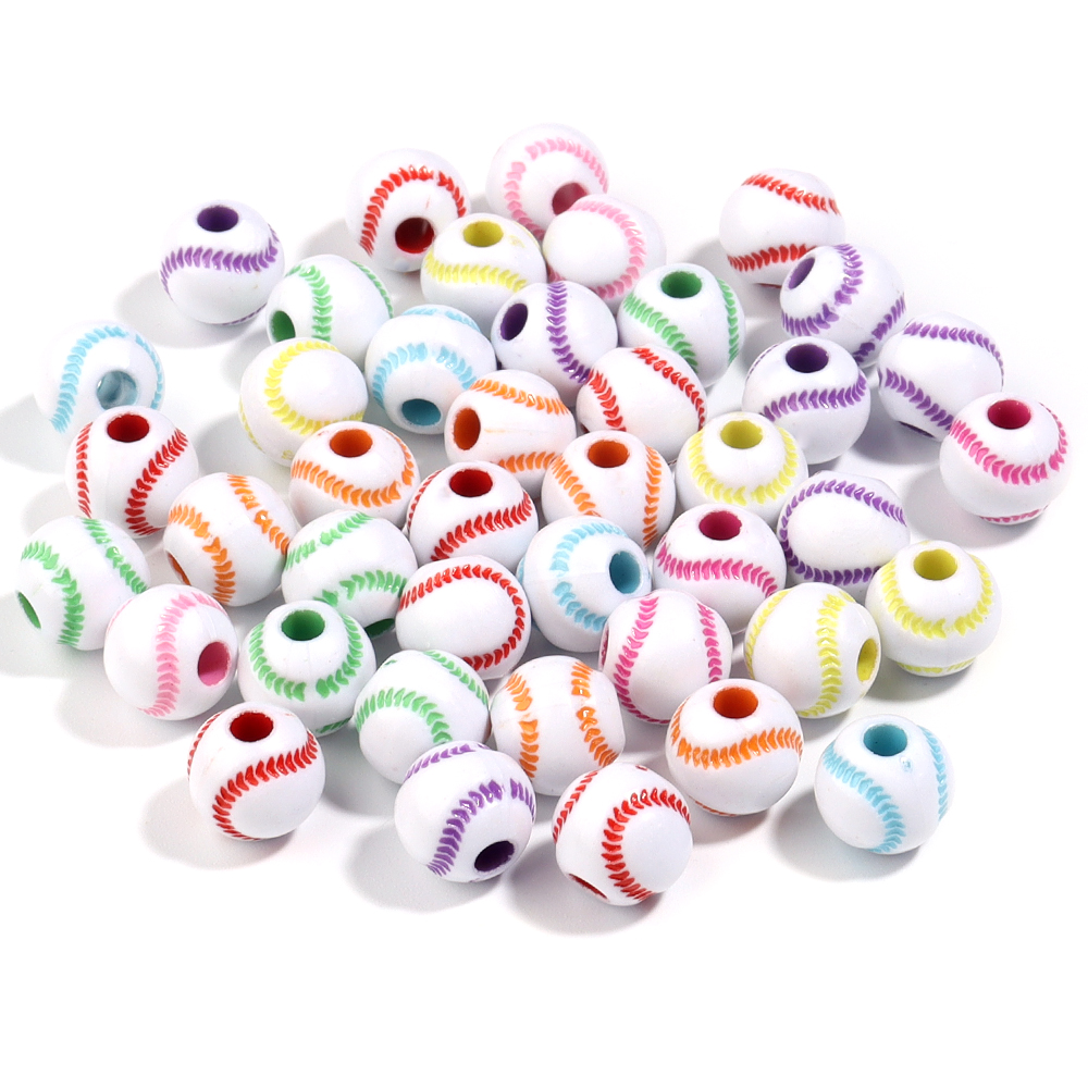 Perline da calcio in acrilico tutto'ingrosso Ciondoli per palloni da calcio da cestino Perline sfuse rotonde con braccialetti con fori Forniture per la creazione di gioielli: Viola