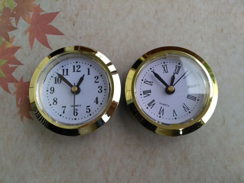 2 Pieces Plastic Gold Rim Face Diameter 50MM Insert Quartz Clock for Built - in Clock DIY Craft Desk Clock