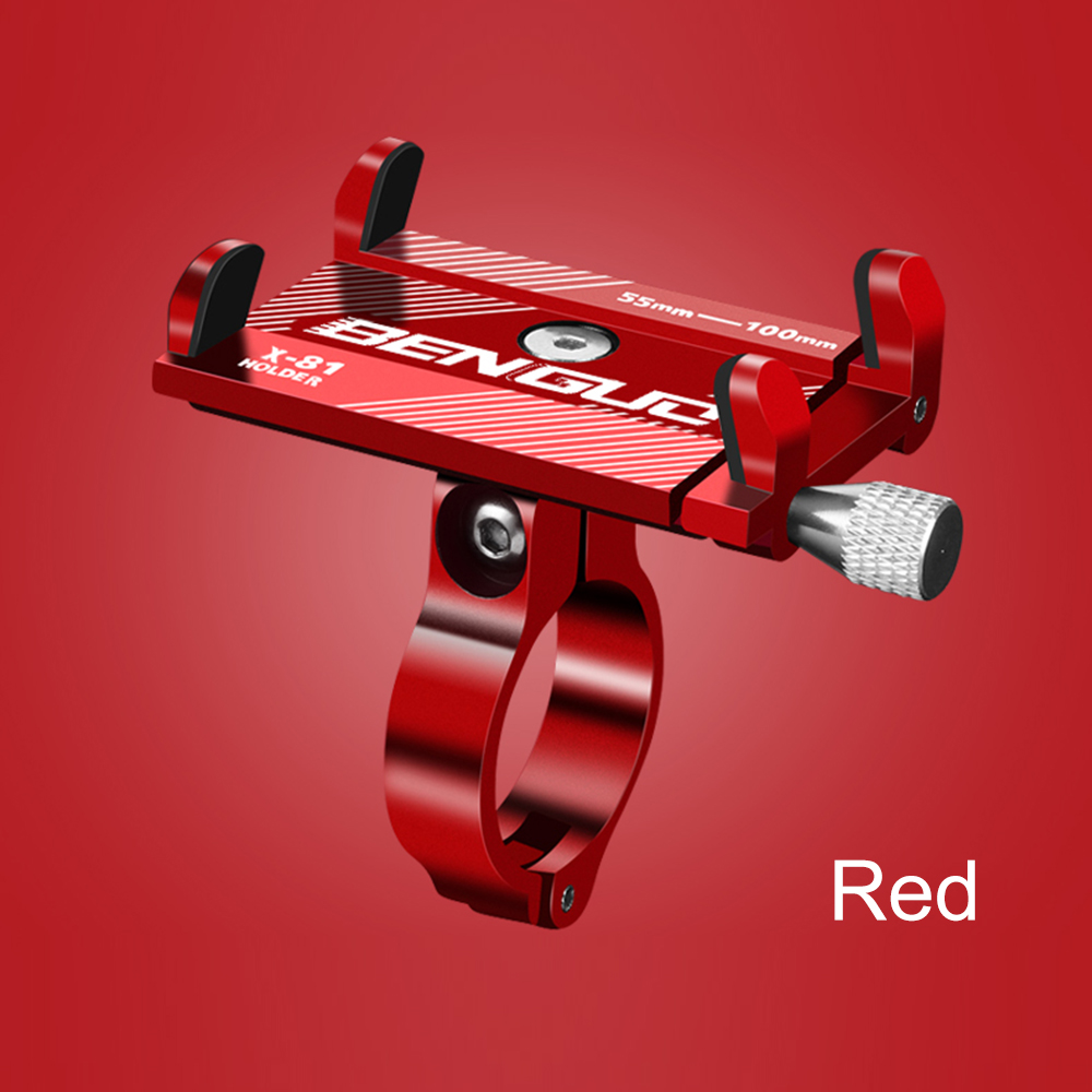 Support réglable de vélo en aluminium pour vélo et téléphone, pour GPS et Smartphone de G-81 à 3.5 pouces, Support réglable de fixation de vtt: Rouge