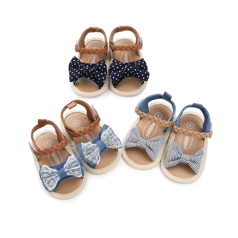 Beach SandalsBaby Girl Sandals Summer Baby Girl Shoes Cotton Canvas Dotted Bow Baby Girl Sandals Newborn Baby Shoes Playtoday