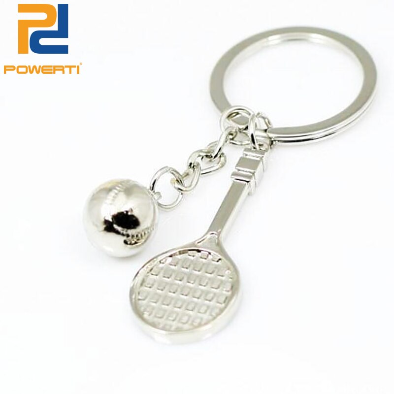Powerti 20 Stks/partij Mini Tennisracket Bal Sleutelhanger/Sleutelhanger Metalen Voor Tennisracket Souvenir