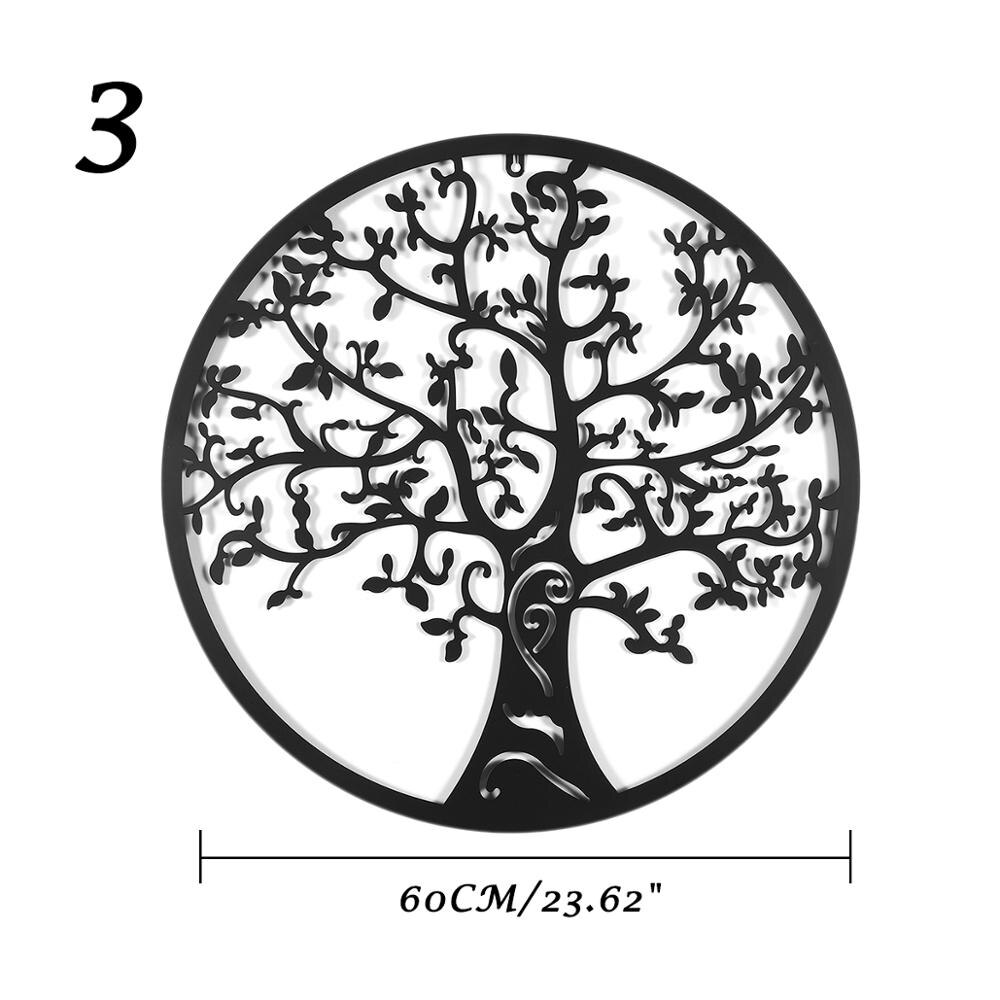 Decoración colgante de pared de árbol de la vida redondo 3D, diámetro de 60cm, arte del hierro, adorno para colgar en el hogar, decoración de pared de árbol de hierro