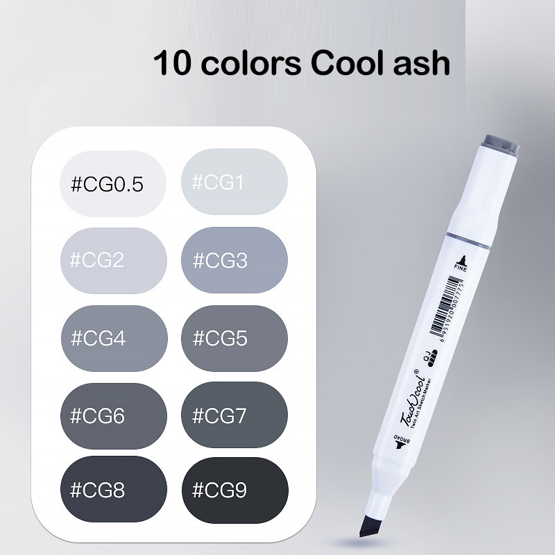 TOUCHNEW-marcador gris frío de 10/30 colores, juego de marcadores grises cálidos, marcador artístico a base de Alcohol de doble punta para dibujar Manga Mark, suministros de arte