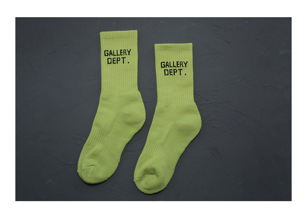 2022 Gallery Dept21 Herfst Winter Graffiti Mannen Vrouwen Brief Sokken Street Art Effen Kleur Katoenen Handdoek Bodem sport Sok: green