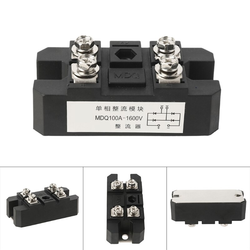 MDQ 4 Terminals Black Single-Phase Diode Bridge Rectifier 100A Amp High Power 1600V Bridge Rectifier Module