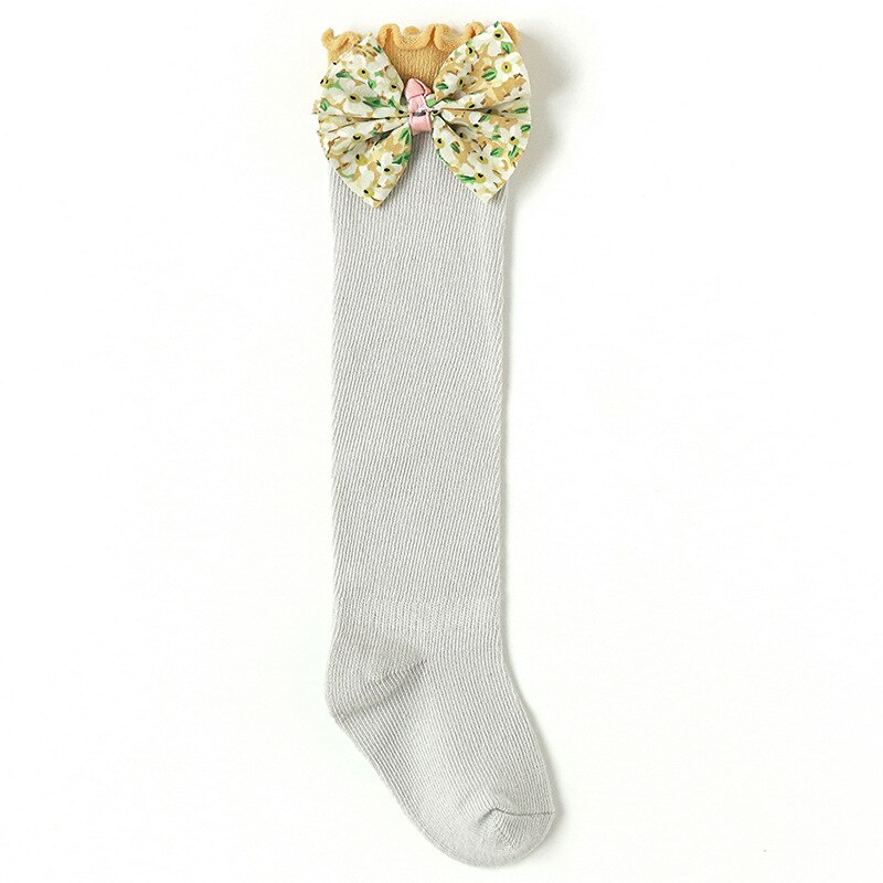 Baby-mädchen-socken, herbst, kleinkind, schleife, kniehoch, lang, weich, niedlich, freundlicher, weihnachtssocke, baumwollrüsche, neugeborenensocke für 0-3- jährige: Grau / S  (0-1t)